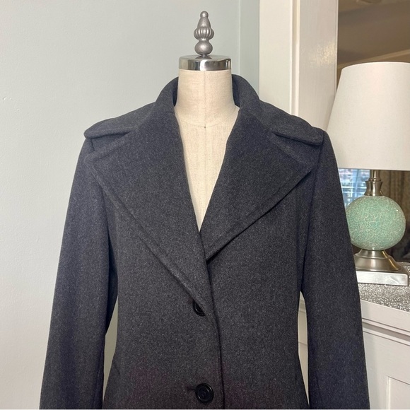 Calvin Klein Wool Cashmere Peacoat Gray Winter Dress Coat 4 Small - Picture 4 of 10